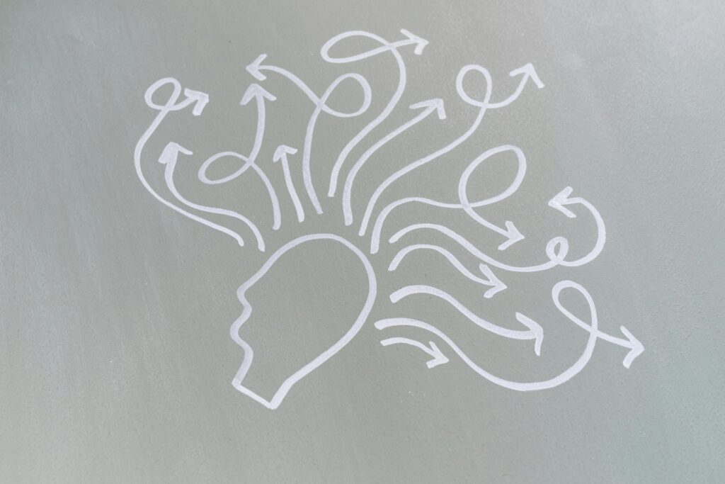 thinking of human brain